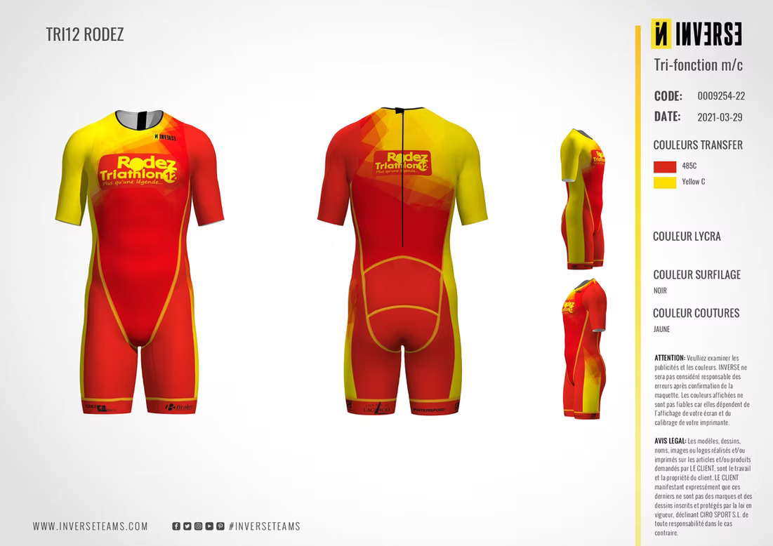 Trifonction manches courtes Rodez Triathlon 12 Trifonction manches courtes Rodez Triathlon 12